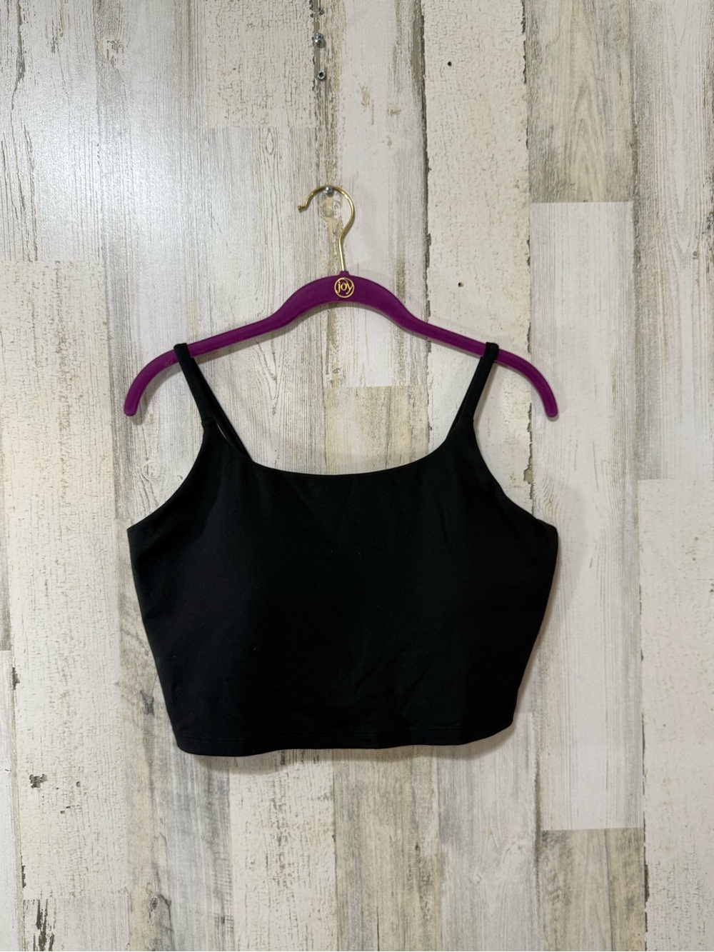 Avia Black Cropped Tank Top Sports Bra with Thin Straps Built in Support